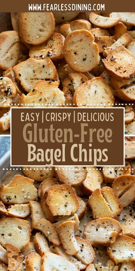 These Gluten Free Bagel Chips are crispy and delicious. They are full of my favorite Everything Bagel Seasoning flavors. Dip them into your favorite dips. I will share a few of my favorite dips for these homemade crackers. Gluten Free Salty Snacks, Gluten Free Bagel Chips, Gf Snacks, Gluten Free Everything Bagels, Diy Gluten Free Bagels, Gluten Free Cinnamon Crunch Bagel, Gluten Free Bagels No Yeast, Gluten Free Christmas Appetizers, Gluten Free Snack Mix