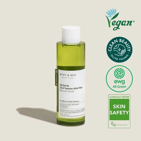 Mary&May - Vegan Cica Teatree AHA PHA Blemish Toner | YesStyle How To Use Toner, Pha Toner, Skin Tea, Collagen Serum, Melaleuca Alternifolia, Affordable Skin Care, How To Exfoliate Skin, Skin Care Brands, Gentle Exfoliator