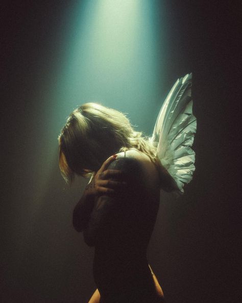 Oswaldo Cepeda | Cut my wings | Instagram Fallen Angels Photography, Angel Wings Photography, Angel Photography, Modern Gothic, Fallen Angel, Cinematography, Light Colors, Portrait Photography, Filter