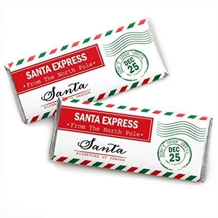 Christmas Wrapper, Candy Bar Party, Easy Party Decorations, Santa Express, Candy Buffet Tables, Chocolate Bar Wrappers, Chocolate Candy Bar, Christmas Favors, Christmas Party Favors