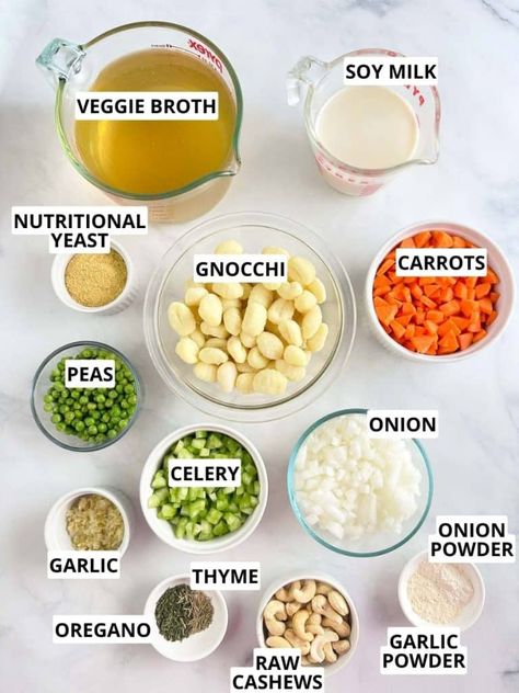 This creamy Vegan Gnocchi Soup is a cozy recipe you can make in under 30 minutes. The flavorful broth, tender vegetables, and pillowy soft gnocchi will have you coming back for more! Vegan Gnocchi Soup, Vegan Gnocchi, Homemade Gnocchi, Gnocchi Soup, Flavorful Vegetables, Soup Broth, Vegan Pasta Recipes, Vegan Side Dishes, Vegan Sides