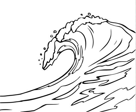 Wave Coloring Page, Ocean Wave Drawing, Under The Sea Drawings, Colouring In Pages, Waves Cartoon, Cartoons Animals, Wave Clipart, Ocean Coloring Pages, Ocean Drawing