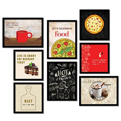 KOTART - Photo Frames for Kitchen and Restaurant Wall Decoration - Food Quotes Frames for Kitchen Wall Decor - Wall Poster with Frame (11 inch x 11 inch, Multi ) Set of 8 - design013 Check more at https://productsoffer.in/kotart-photo-frames-for-kitchen-and-restaurant-wall-decoration-food-quotes-frames-for-kitchen-wall-decor-wall-poster-with-frame-11-inch-x-11-inch-multi-set-of-8-design013/ Indian Cafe, Illustrator Video, Cafe Wall, Food Quotes, Wall Frames, Eat Dessert First, Bon Bon, Eat Dessert, Wall Poster