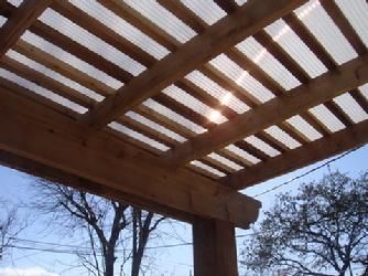 polygal roofing, wood arbor, garden Shade Arbor, Arbor Garden, Patio Paradise, Wood Arbor, Concrete Patios, Patio Covers, Patio Cover, Small Space Design, Beautiful Patios