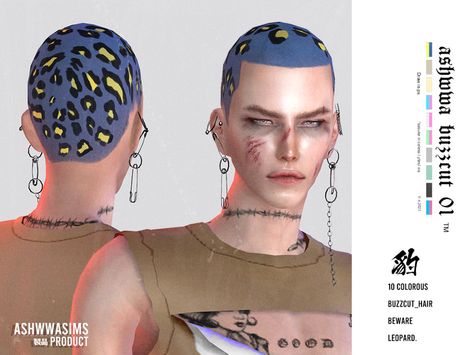 Ashwwa's Leopard buzzcut Sims 4 Cc Punk Hair Male, Buzz Cut For Men, Sims 4 Hair Male, Sims 4 Male Clothes, Cc Mods, Sims 4 Game Mods, 4 December, Sims 4 Characters, Sims 4 Toddler