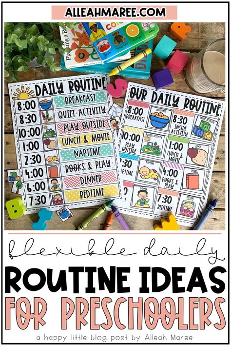 Trying to figure out a great daily routine for your preschoolers? Whether you’re at home or in the classroom, preschool kids thrive with routines. So, click the pin to check out these tips, ideas, and examples for creating a routine that’s perfect for YOU and your kids! Morning Calendar Routine Preschool, Preschool Daily Schedule, Daily Routine Ideas, Toddler Calendar, Creating A Routine, Preschool Routine, Morning Calendar, Daily Routine Activities, Class Routine