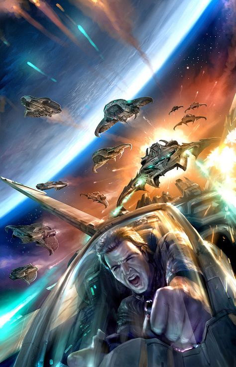 Sci Fi Space Battle., Chris Scalf on ArtStation at https://www.artstation.com/artwork/m51Ly Space Battle Art, Sci Fi Battle, Space Warfare, Vintage Space Poster, Sci Fi Space, Perry Rhodan, Science Fiction Artwork, Space Ship Concept Art, Sci Fi Environment