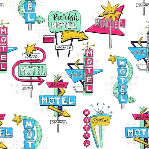 Motel signs by MariaLetta American Motel, Vintage Billboard, Motel Signs, Sign Road, Motel Sign, Retro Signage, Vintage Neon Signs, Vintage Neon, Retro Sign