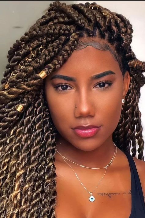 25 Big Twist Braids Hairstyles: Inspiring Looks to Try Today | Lookosm Big Twist Braids, Box Dreads, Big Twist Braids Hairstyles, Twist Braids Hairstyles, Marley Twist Hairstyles, Colored Hair Extensions, Marley Hair, Big Twist, Updo Styles