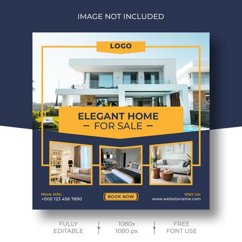 Instagram Profile Template, Facebook Post Design, Real Estate Marketing Design, Real Estate Social Media, Social Media Branding Design, Real Estate Ads, Real Estates Design, Real Estate Flyers, Social Media Advertising