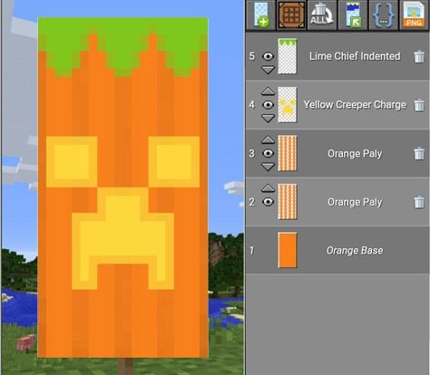 Minecraft Halloween Ideas, Cool Minecraft Banners, Minecraft Banner Patterns, Grow Pumpkins, Banner Patterns, Minecraft Halloween, Pumpkin Banner, Minecraft Decoration, Minecraft Banner