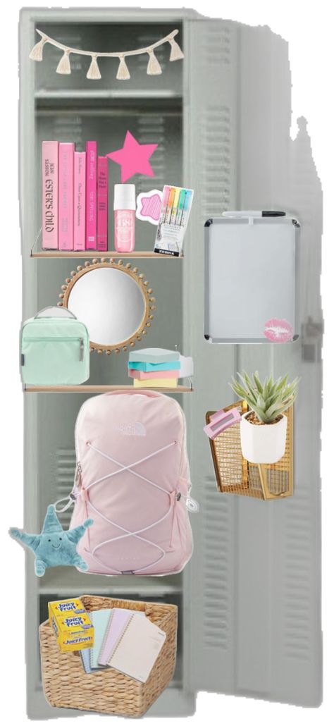 Back To School Locker Ideas, Locker Set Up, Simple Locker Ideas, Locker Ideas Highschool, Preppy Locker Ideas, Locker Ideas Aesthetic, Locker Inspo Aesthetic, Organized Locker, Decorated Locker