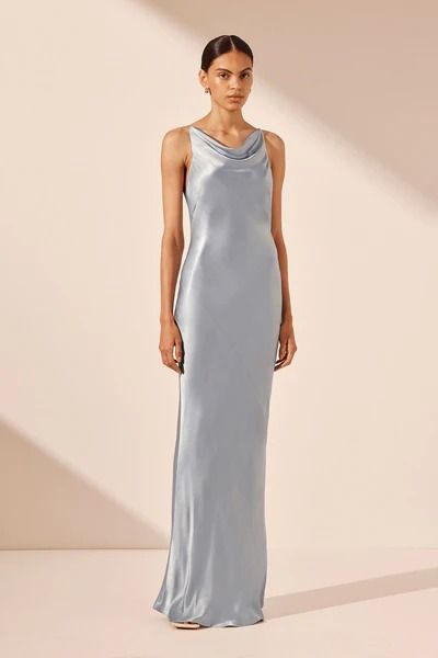 La Lune High Neck Cowl Maxi Dress - Powder Blue Shona Joy Dress, Powder Blue Dress, Sage Dress, Cowl Dress, Blue Silk Dress, Silk Dress Long, Shona Joy, Maxi Dress Online, Maxi Slip Dress