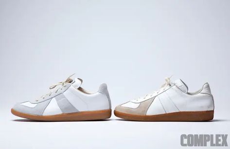 We Compared the Maison Margiela Germany Army Trainers to a Pair of Vintage BW Sport Sneakers | Complex German Army Trainers, Common Projects Achilles, Trainers Outfit, Thick Socks, Shoe Company, German Army, Vintage Store, Sport Sneakers, Men's Collection