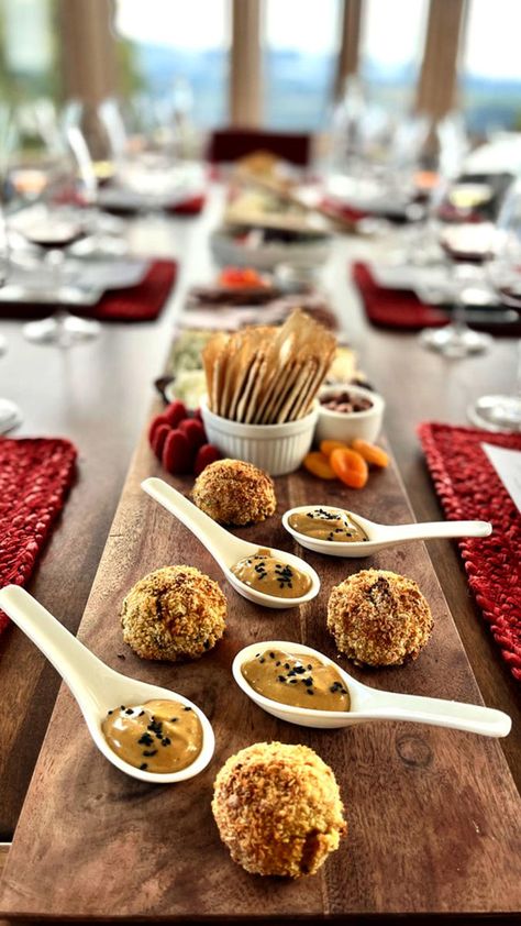 Miso Appetizer, Mushroom Arancini, Risotto Balls, Mushroom Stock, Shitake Mushroom, Panko Crumbs, Garlic Aioli, Panko Bread Crumbs, Christmas Menu