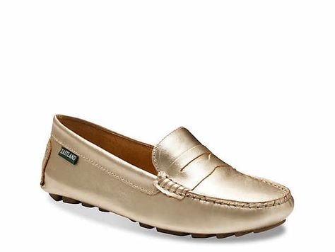 Women's Gold Flats | DSW Eastland Shoes, Gold Loafers, Driving Moccasins, Driving Loafers, Gold Flats, Nubuck Leather, Casual Backpack, Metallic Leather, Loafers For Women