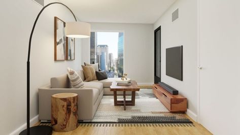 10 Design & Decorating Ideas For Narrow Living Rooms | Spacejoy Modern Urban Living Room, Narrow Living Room Design, Long Narrow Living Room, Urban Living Room, Long Living Room, Narrow Living Room, Interior Decorating Ideas, Home Office Room, Interior Design Dining Room