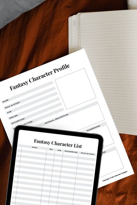 Editable fantasy character profile and digital character worksheet templates. Template Character, Novel Planning, Character Worksheets, Character Details, Workbook Template, Character Profile, Book Writing, Writing Worksheets, Book Writing Tips