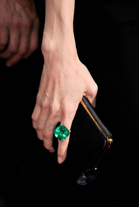 Lorraine Schwartz, Photography Tattoo, Colombian Emerald Ring, Oscar Fashion, Emerald Rings, Colombian Emeralds, Olivia Palermo, Gigi Hadid, Color Of The Year