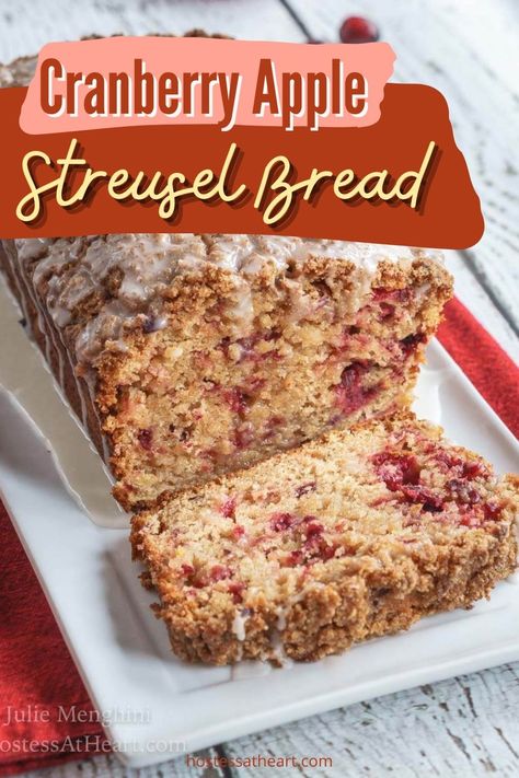 Apple Streusel Bread Recipe, Christmas Breads, Easy Quick Bread, Cranberry Bread Recipes, Dessert Breads, Apple Streusel, The Cranberries, Cranberry Apple, Artisan Bread Recipes