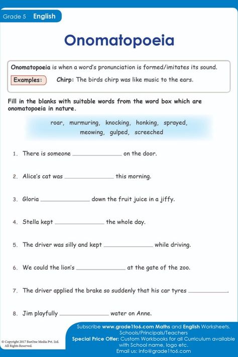 Year 5 English Worksheets, English Worksheets For Grade 5, Grade 5 English Worksheets, Onomatopoeia Worksheets, Onomatopoeia Activities, English Worksheets For Grade 1, Worksheets For Grade 5, Worksheets For Grade 1, English Sounds