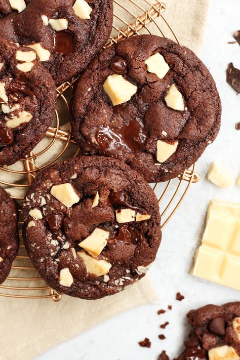 THE BEST Triple Chocolate Cookies - Scientifically Sweet Best Moist Chocolate Cake Recipe, Best Moist Chocolate Cake, Moist Chocolate Cake Recipe, Triple Chocolate Cookies, Chocolate Chip Pecan Cookies, Dutch Cocoa, Butter Pecan Cookies, Cookie Bakery, Chocolate Cookie Dough