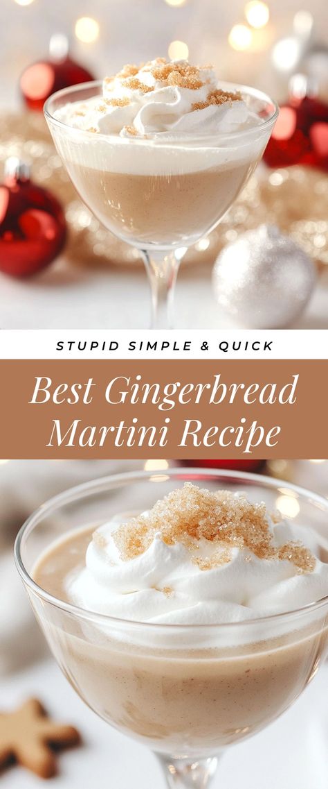 Image for Best Gingerbread Martini Recipe Gingerbread Liquor, Gingerbread Cocktail, Gingerbread Martini Recipe, Gingerbread Martini, Spiced Cocktail, Christmas Martini, Creamy Cocktails, Holiday Drink, Martini Recipe