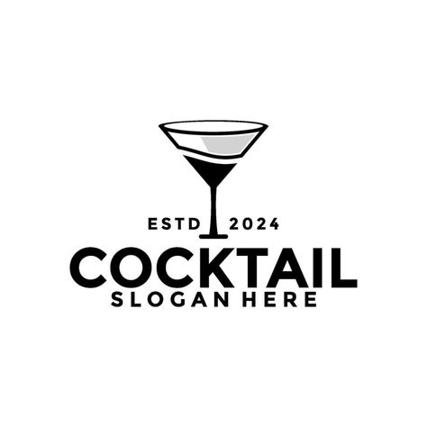 Cocktail Logo Design, Cocktail Logo, Vintage Alcohol, Drink Icon, Cocktail Glass, Design Vector, Retro Design, Design Template, Alcoholic Drinks