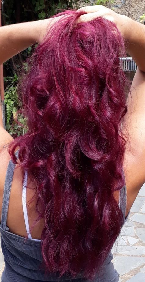 Purple Ish Red Hair, Hair Dye Ideas Without Bleach, Winter Fashion Hair Color, Raspberry Colored Hair, Long Colorful Hair, Pink Hair On Dark Hair, Rosy Pink Hair, Dark Hot Pink Hair, Fusha Hair Color