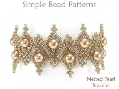 DIY Bracelet Beaded Netting Instructions Jewelry Making Tutorial Beaded Netting Patterns, Pearl Bracelet Tutorial, Beaded Netting, Jewelry Making Instructions, Jewelry Making Patterns, Stitch Bracelet, Beading Netting, Motifs Perler, Beaded Bracelets Tutorial