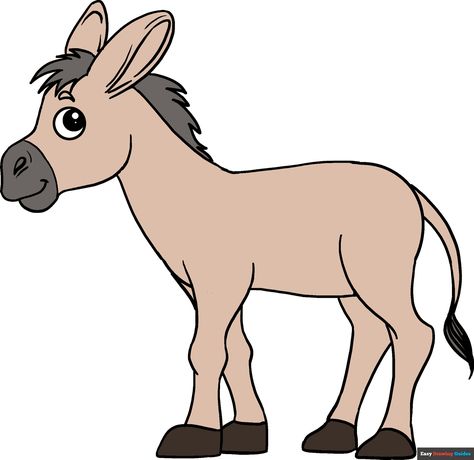 Learn to draw a donkey. This step-by-step tutorial makes it easy. Kids and beginners alike can now draw a great looking donkey. Donkey Drawing Easy, Cute Donkey Drawing Art, Donkey Craft, Nativity Animals, Nativity Cards, Donkey Drawing, Yard Animals, Donkey Art, Cute Donkey