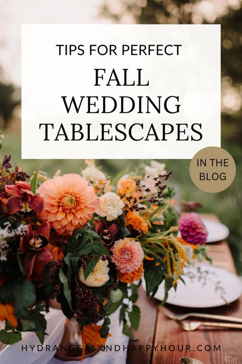 In the blog we are sharing beautiful fall wedding tablecape ideas.  We share information from Fall Wedding Color Palette to fall wedding decorations for the perfect wedding tablescape.  From table settings to wedding table centerpiece ideas, the blog outlines the main elements to consider when planning your Fall season wedding reception decorations for the wedding tablescapes. Fall Wedding Tablescapes Long, Wedding Table Decorations Autumn, Fall Table Settings Wedding, Fall Wedding Tablescapes Round, October Wedding Table Decor, Fall Table Decor Wedding, Fall Wedding Table Centerpieces, Wedding Tablescapes Round, Fall Wedding Reception Tables