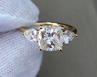 Pear Shaped Diamond Engagement Rings, Pear Shaped Diamond Ring, Cushion Cut Diamond Engagement Ring, Cushion Diamond Ring, Cushion Cut Diamond Ring, Pear Cut Ring, Second Wedding, Ring Cushion, 3 Stone Engagement Rings