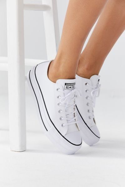 Converse Chuck Taylor All Star Lift Leather Sneakers Converse Shoes Outfit, Sepatu Air Jordan, Sneaker Outfits, Chuck Taylor All Star Lift, Fresh Sneakers, Popsugar Fashion, White Converse, Converse Sneakers, Brunch Outfit