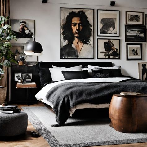 Small Masculine Bedroom, Adult Male Bedroom Ideas, Mens Apartment, Masculine Home Decor, Mens Apartment Decor, Bachelor Bedroom, Male Bedroom Ideas, Teenager Bedroom Design, Classy Man