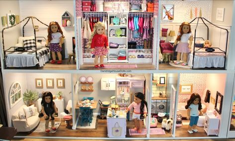 American Girl Dollhouse Dandridge House Dolls 18in Doll House, American Girl Doll House Ikea, American Girl Dollhouse Diy, Diy American Girl Doll House, American Girl Doll House Diy, Doll House Design, American Doll House, Dollhouse Plans, Ag Doll House