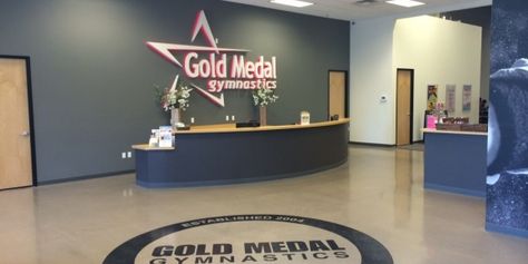 Cheer Gym Lobby, Cheer Gym Decor, Cheer Gym Layout, Gym Lobby, Gym Layouts, Cheer Gym, Gymnastics Center, Dance Studio Owner, Performing Arts School