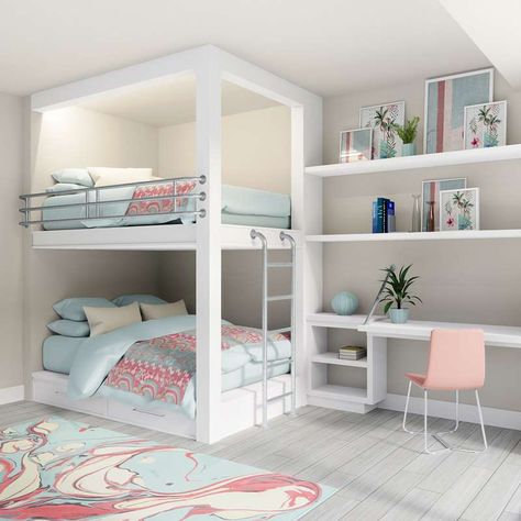 Furniture Design Bedroom, Hiasan Bilik Tidur, Kids Room Interior Design, 2 Sisters, Kids Bedroom Inspiration, Kids Bedroom Designs, Dream Apartment Decor, Room Redesign, Kids Interior Room