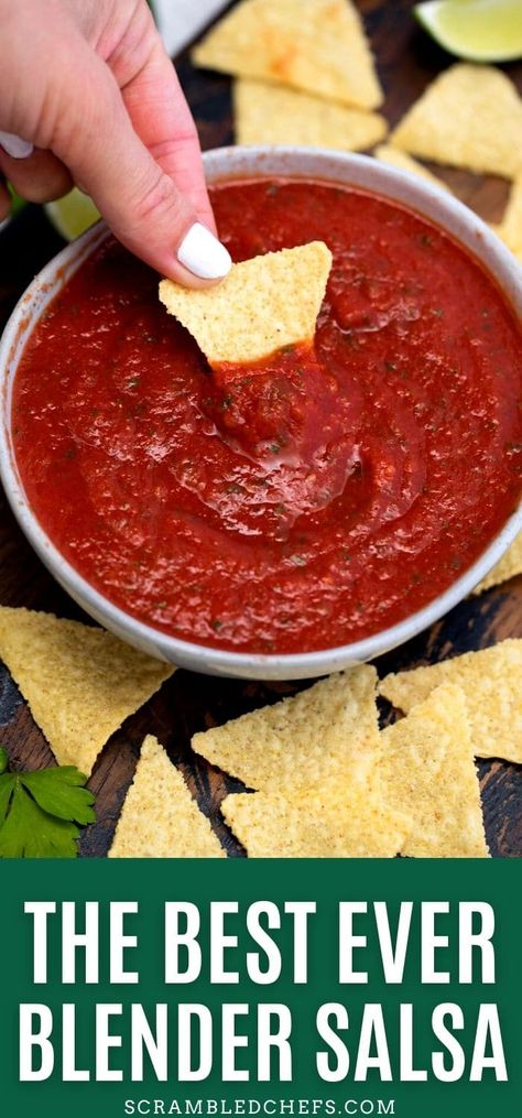 Homemade Blender Salsa, Fresh Mild Salsa Recipe, Raspberry Salsa Recipe, Tomato Salsa Canning, Blender Salsa Recipe, Mild Salsa Recipe, Immersion Blender Recipes, Canned Salsa, Canned Salsa Recipes