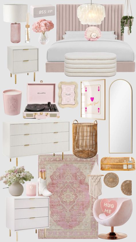 #room #roomdecor #roominspo Shared Room Inspiration, Room Ideas Aesthetic Light Pink, Clean Room Inspo Aesthetic, Gold Pink Bedroom Ideas, White Room Gold Accents, Room Ideas With Two Windows, New Room Inspiration, Pink Preppy Room Aesthetic, Cute Girly Room Ideas Bedrooms