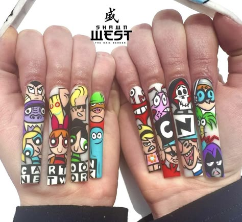 Nail Salon Design, Anime Nails, Colored Acrylic Nails, Nail Design Inspiration, Nail Art Set, Dope Nail Designs, Disney Nails, Nail Tattoo, Unique Acrylic Nails