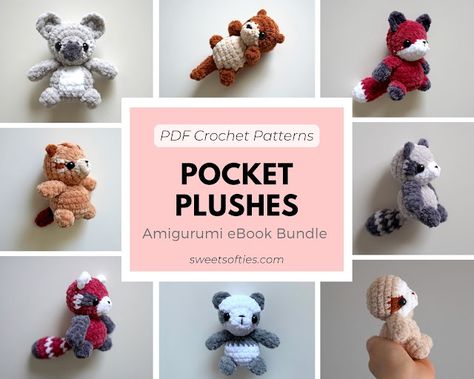 Pocket Otter · Amigurumi Crochet Pattern - Sweet Softies | Amigurumi and Crochet Otter Amigurumi, Mini Amigurumi, Plush Collection, Crochet Animals Free Patterns, Crochet Design Pattern, Beginner Crochet Projects, Animal Patterns, Fun Crochet Projects, Crochet Animal Patterns