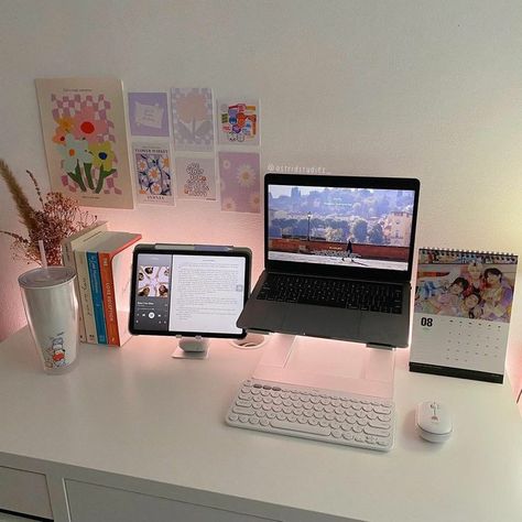 Enjoy My Own Company, My Own Company, Study Desk Decor, Desk Layout, Cozy Home Office, Own Company, Desk Inspiration, Desk Makeover, Dorm Room Inspiration