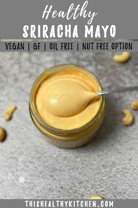 Learn how to make this spicy vegan Sriracha mayo recipe without sriracha! It's the perfect sauce recipe for sandwiches, wraps, and burger. Or use this homemade dipping sauce for dunking sweet potato fries, sushi or even raw veggies! This healthy version uses cashews for creaminess, with a nut free option too. It's not only vegan, but gluten free, soy free, oil free, and actually healthy! Paleo Sauce, Homemade Dipping Sauce, Sriracha Mayo Recipe, Dairy Free Dips, Vegan Dips, Raw Veggies, Vegan Detox, Oil Free Vegan Recipes, Mayo Recipe