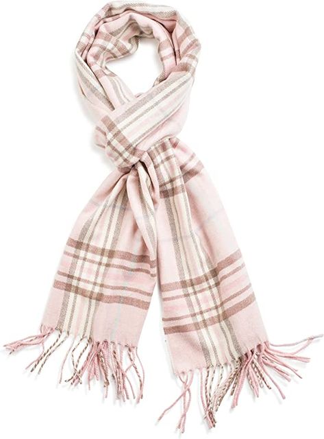 Cold Weather Attire, Scarf Outfit, Stylish Scarves, Cashmere Dress, Pink Scarves, Soft Classic, Brown Plaid, Pink Plaid, Pink Brown