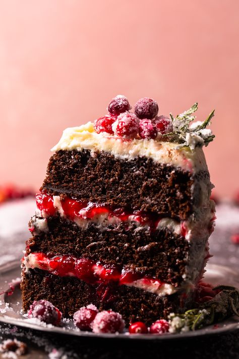 Cranberry Filling, Italian Christmas Cake, Cranberry Christmas Cake, Chocolate Espresso Cake, Cranberry Christmas, Espresso Cake, Chocolate Cranberry, Cranberry Cake, Dessert Parfait