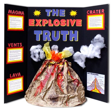 Volcano Science Fair Poster Volcano Science Fair Project, Science Fair Poster, Volcano Science Projects, Science Fair Board, Volcano Projects, Science Fair Projects Boards, Fair Poster, Cool Science Fair Projects, Volcano Experiment