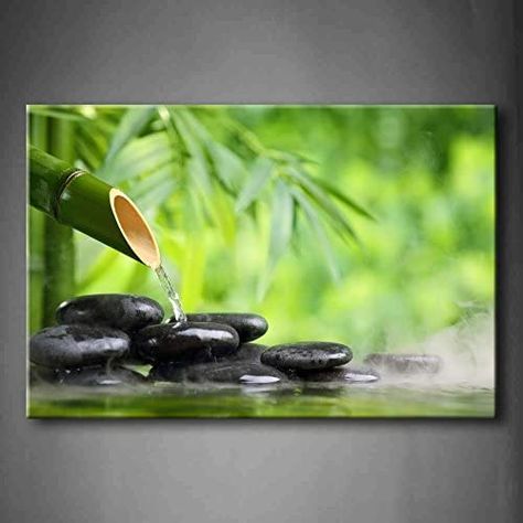 Amazon.com: Green Spa Still Life with Bamboo Fountain and Zen Stone in Water Wall Art Painting The Picture Print On Canvas Botanical Pictures for Home Decor Decoration Gift: Posters & Prints Bamboo Fountain, Zen Wall Art, Water Walls, Zen Art, Home Pictures, Christian Wall Art, Wall Art Canvas Prints, Print Pictures, Wall Art Painting