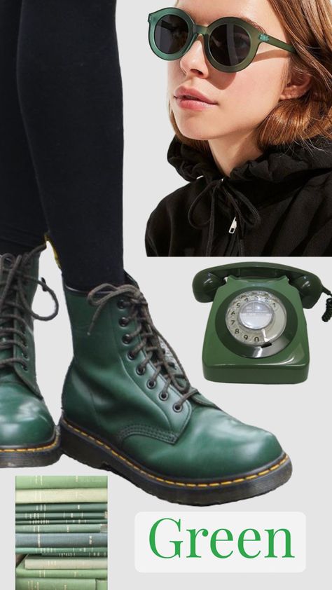 #greenasthetic #docmartens #green #rotaryphone #greenvibes Green Dr Martens Outfit, Green Dr Martens, Dm Boots, Dr Martens Outfit, Band Fashion, Wear Green, Green Outfit, Doc Martens, Love Affair