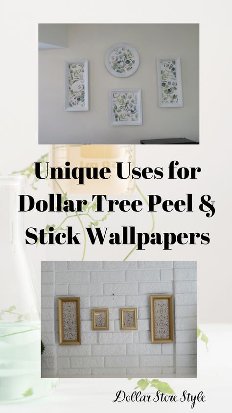 Make beautiful and unique wall art with peel and stick wallpaper and wall tiles you can find at Dollar Tree. Pair these beautiful patterns with trays you may already have on hand. Peel And Stick Tile Artwork, Dollar Tree Wallpaper Crafts, Dollar Tree Peel And Stick Wallpaper Ideas, Dollar Store Peel And Stick Wallpaper, Herringbone Wallpaper Bathroom, Dollar Tree Peel And Stick Tiles Crafts, Dollar Tree Wallpaper Ideas, Peel And Stick Wallpaper From Dollar Tree, Dollar Tree Wallpaper